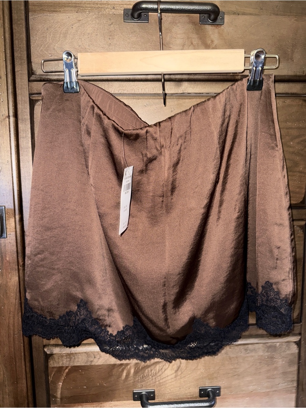 Abercrombie & Fitch Brown Satin Chemise with Black Lace - Picture 5 of 5
